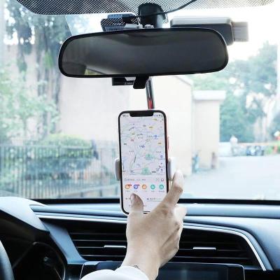 China Adjustable Car Rearview Mirror Mount Phone Holder For 4.0-6.1 Inch Phone Gps Stand Smartphone Car Phone Holder Stand Adjustable Support for sale