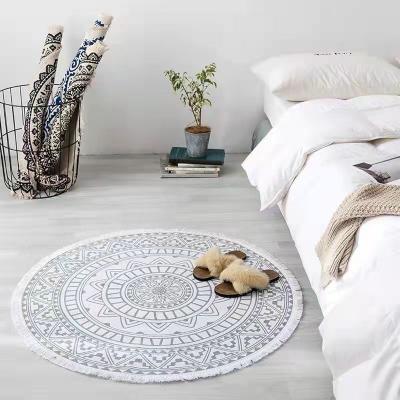 China Washable Cute Woven Bohemian Farmhouse Fringe Rug Circle Meditation Round Blankets For Bedroom Living Room for sale