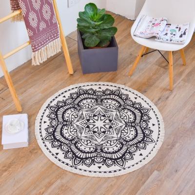 China Factory Sale Washable Cotton Woven Fringe Round Mandala Rug For Bedroom Living Room for sale