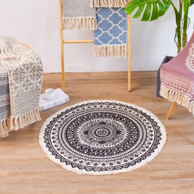 China Mandala Boho Round Area Rug Washable Tassels Fringe Non Slip Vintage Bohemian Hand & Woven Blanket Door Floor Rug for sale