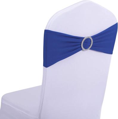 China Disposable Royal Blue Spandex Chair Bands Sashes Wedding Banquet Party Event Decoration Chair Bows Ties for sale