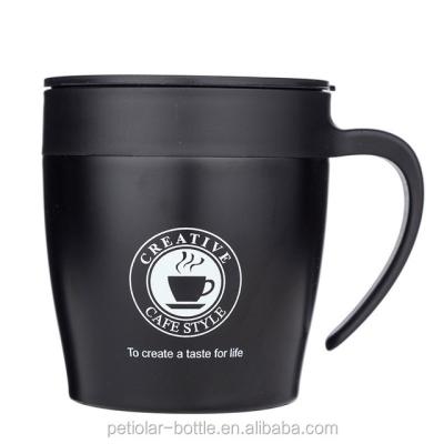 China Durable Custom Logo 350ml Office Thermal Metal Matte Black Coffee Travel Mug With Handle for sale