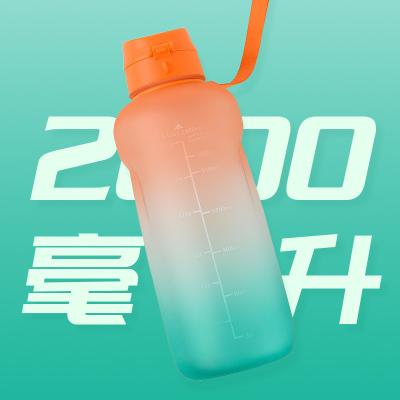 China Custom 2L BPA Gym Sports Gallon Free Wholesale Motivational Eco Friendly Viable Logo With Straw Plastic Water Bottle for sale