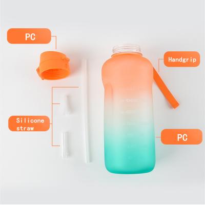 China Viable Wholesale 2L Amazon Motivational Water Bottle With Time Marker BPA Free Leakproof Gym Fitness Water Bottle for sale