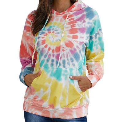 China Anti-wrinkle New Arrival Fashion Woman Hoodies and Sweatshirts Tie Dye Pattern Pullover Hoodie Women's Hoodie For Teen Girls for sale