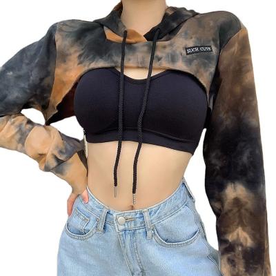 China Custom Women's Hoodies and Sweatshirts Anti-wrinkle Cropped HoodieTrendy Tie Loose Dye Top Hoodie For Teen Girls for sale