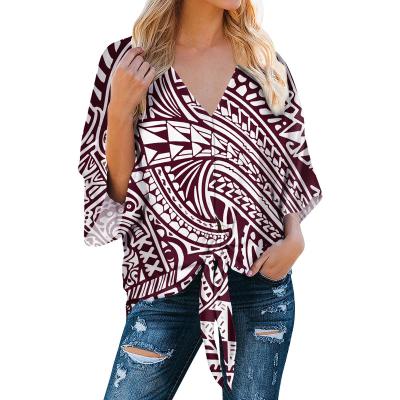 China QUICK DRY Women Tops Hawaiian Polynesian Personanlized Clothing Chiffon Traditional Tribal Printing Vintage Plus Size Fashionable for sale