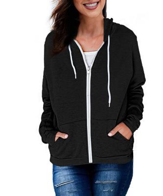 China Custom Anti-wrinkle Women's Argan Zipper Full Up Plain Long Sleeves Polyester Hoodie For Teen Girl for sale