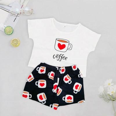 China Elasticity and soft custom funny design X-Y393 T-shirt and shorts set milk silk pajamas summer soft women's sleepwear cute plus size underwear for sale