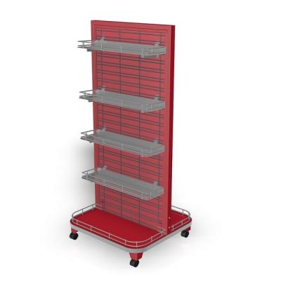 China Adjustable Shelf Made in China Top Quality MDF Metal Clothing Store Popular Red Laminate Rack for sale