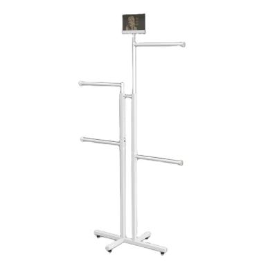 China Popular Good Quality White Metal Clothing Garment Display Racks Newest Plus Size Adjustable Design for sale