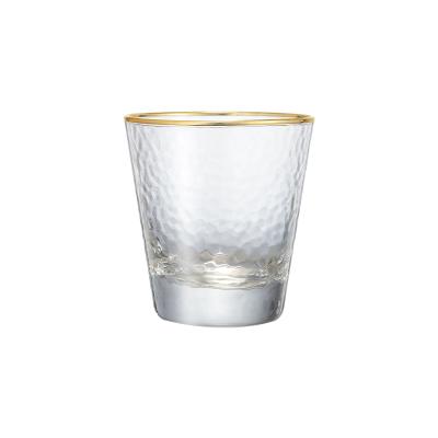 China RELEA Drinkwares Champagne Wine Glass Cups 275ml Borosilicate Wide Mouth Borosilicate Glass Cups With Gold Rim for sale