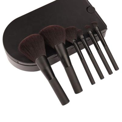 China Natural Soft Led Folding Rotating Mirror Box Makeup Brush Set 6 Pcs Makeup Brush Set Beauty Tools for sale