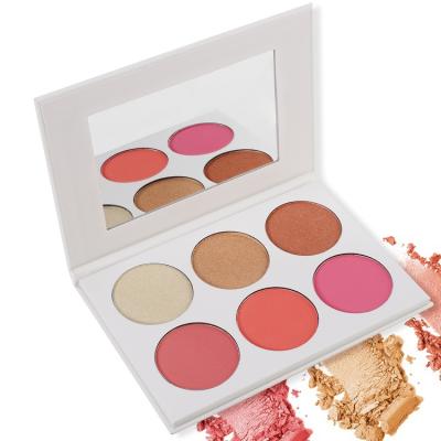 China Waterproof 6 Colors Highlight To Blush Palette Makeup Private Label Dye Silhouette Face Blush for sale