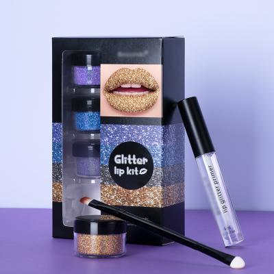 China Waterproof American style personalized lip gloss glitter lip gloss new set cool color glitter lip gloss set for sale