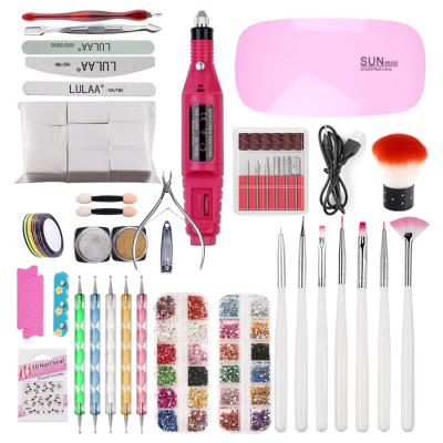 China Design Professional Nail Art Beauty Manicure Kit Nail Art Beauty Manicure Kit Portable Cordless Nail Drill Handpiece Nail Polish Dryer Lamp Set for sale