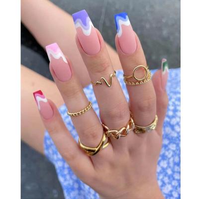 China Design Fake Artificial Character Nails Coffin Ballerina Super Fake Nails Set Long To Buy Multicolor Fake Nails for sale