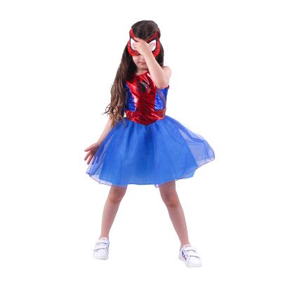 China Hot Selling Buy Indoor Outdoor Gifts Halloween Cosplay Costume Spider Girl Dress Baby Performance Costume With Mask In Stock for sale