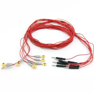 China 1 Din 1.5MM Copper Tube , Red EEG Cable With Electrode Gold Medical Brain Leadwires for sale