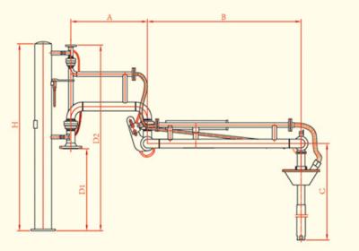 China Tank train Top unloading arm Type EAL1412 Top loading arms with vapour recovery hose double pipelines for sale