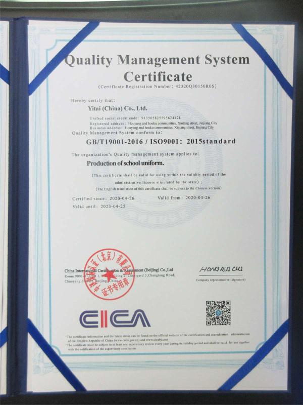 ISO9001 - Yitai (China) Co., Ltd.