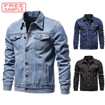 China FREE SMAPLE viable Logo Jacket Bomber Lather Men made to order Jean Jacket Logo Denim Jacket made to order Jean for sale