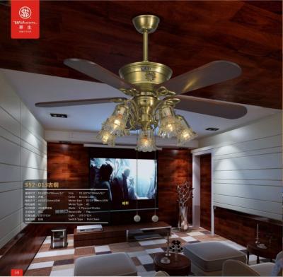 China European style 52 inch bronze finish cafe hotel pull cord ceiling fan with light for sale