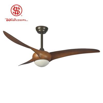 China Modern simple style solid wood indoor decorative 3 blades ceiling fan with LED light for sale