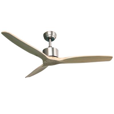 China Factory 52 inch ac dc motor remote control solid wood ceiling fan with CE ROHS CB Te koop