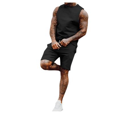 China Summer Men's Breathable Fitness Casual Nice Quality Sleeveless No Hood Vest Tank Tops And Shorts Sports Tracksuits for sale