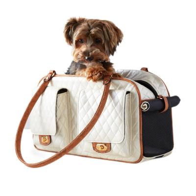 China Small Breathable Leather Dog Handbag Carry Tote Foldable Bag Portable Pet Travel Cat Dog Carriers Bags Outdoor for sale