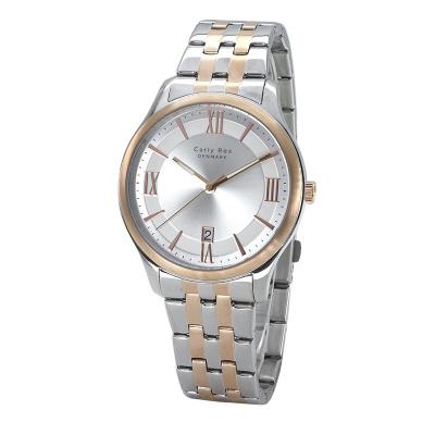 China Water Resistant OEM Rose Gold and Silver Analog Fashion Design Classic Stainless Steel Gents Watch and Date for sale