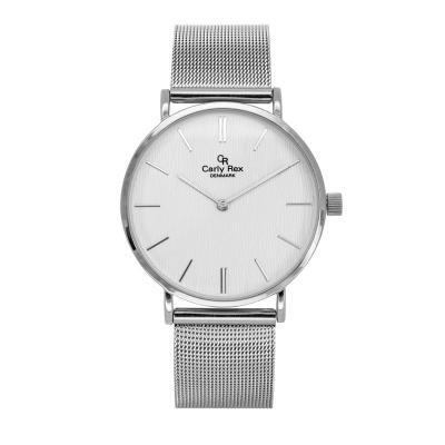 China OEM Silver Mesh Band Alloy Clean Design Water Resistant Analog Slim Gents Watch for sale