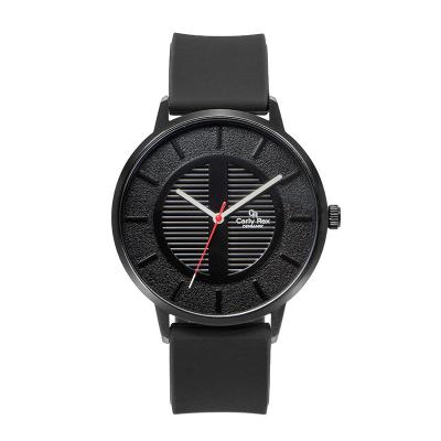 China Water Resistant OEM Black Silicon Strap Stainless Steel Analog Slim Gents Watch for sale