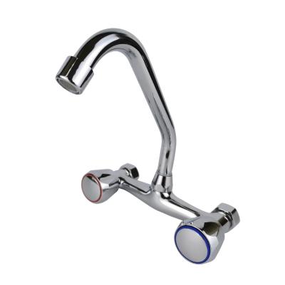 China Wall Mounted Modern Chromed Brass Kitchen Faucet Hot And Cold for sale