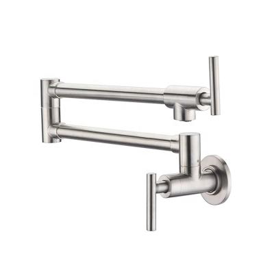 China Farmhouse Wall Mount Swing Arm Double Joint Kitchen Pot Filler Faucet for sale