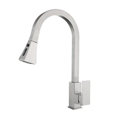 China Contemporary Stainless Steel Square Kitchen Faucet Lower Spray for sale