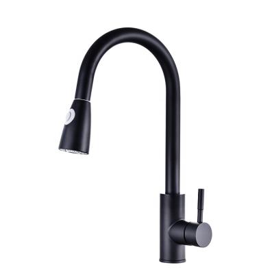 China Modern Mount Matte Black Kitchen Faucet Deck Pull Down Spray for sale