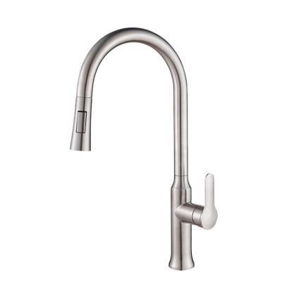 China Contemporary Goose Neck Single Handle Pull Down Kitchen Faucet CUPC for sale