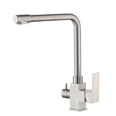 China Modern Double Handle Stainless Steel Tri Flow Kitchen Faucet for sale