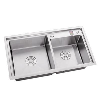 China Without Faucet 304 Stainless Steel 9 Gauge 3mm Double Bowl Kitchen Sink for sale