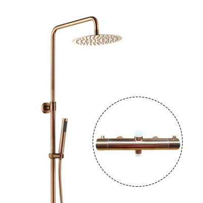 China With Luxury Bathroom SS 304 Rose Gold Thermostatic Slide Bar Shower Set for sale