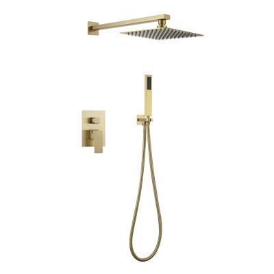 China Without Sliding Bar Golden Hot And Cold Bathroom Concealed Rain Shower Set for sale