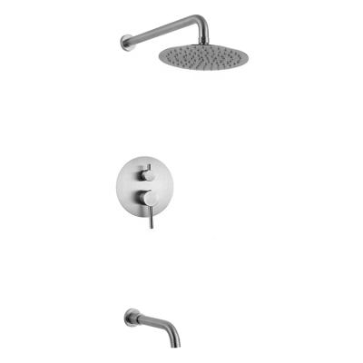 China Contemporary Concealed Hidden Brushed Ss Slide Barless Shower Set Recessed In The Wall for sale