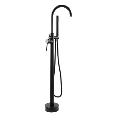 China Swivelless Sliding Bar Spout Black Freestanding Tub Faucet With Hand Held Shower for sale