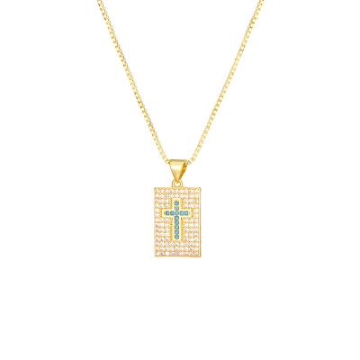 China Wholesale Trendy Fashion Jewelry Zircon 18k Gold Plated Women Necklace Personalized Cross Pendant Necklace Jewelry for sale