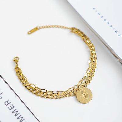 China Fashion Wholesale Fashion Jewelry 14K Gold Plated Stainless Steel Bangle Eye Bangle For Women for sale