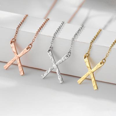 China Wholesale punk chain X letter jewelry women BOHEMIA fashion pendant necklace gold plated simple 316L stainless steel necklace for sale