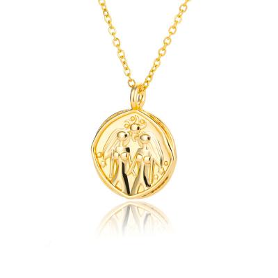 China Wholesale Baroque Zodiac Relief Retro Jewelry BOHEMIA Women Necklace Irregular Constellations 12 Around Brand Stainless Steel Necklace for sale