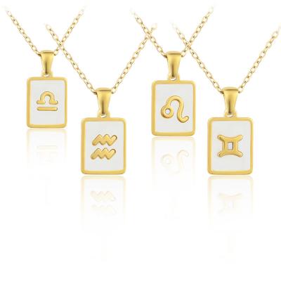 China Wholesale Trendy Fashion 12 Zodiac Constellation Necklace Stainless Steel Simple Trendy Gold Plated Jewelry For Women for sale